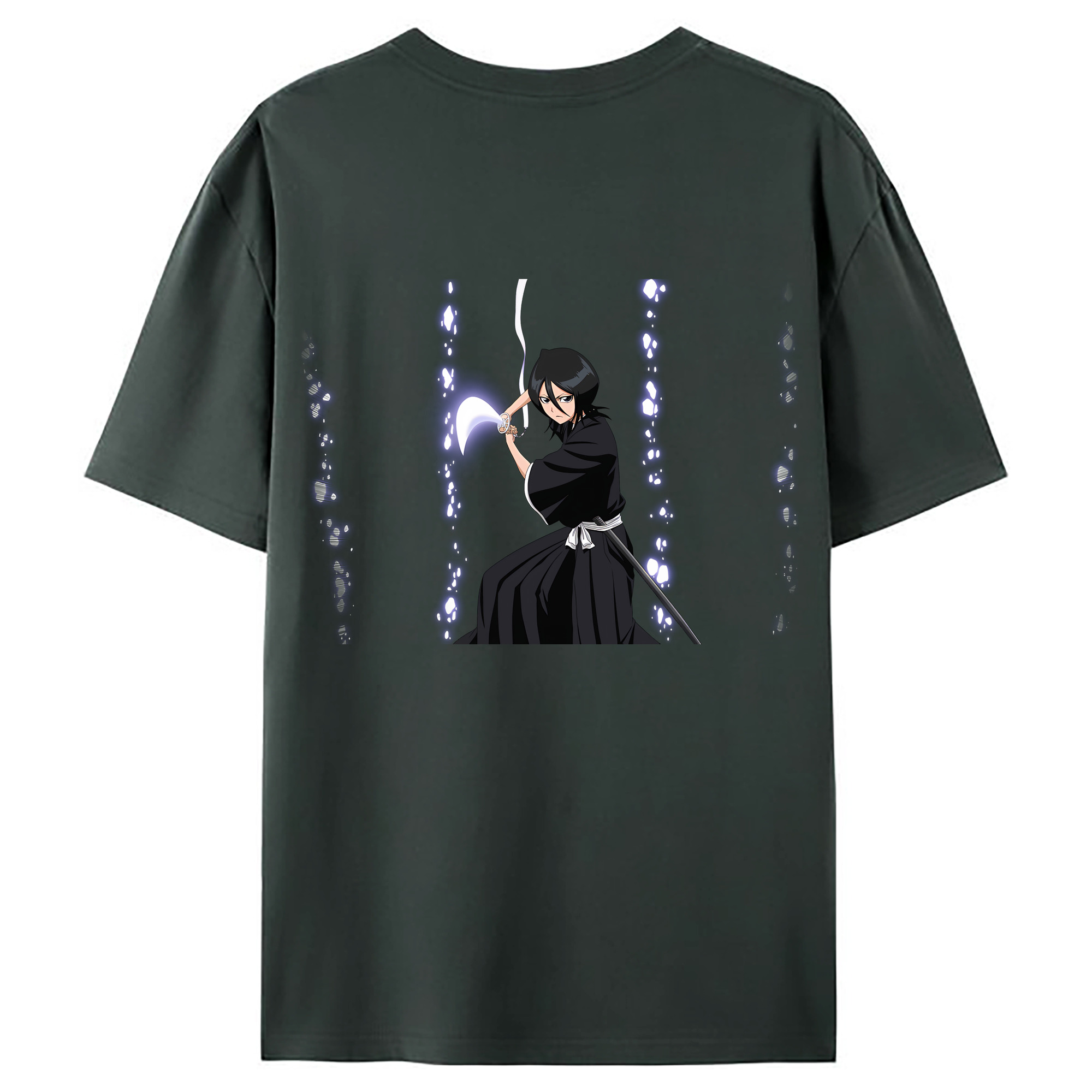 （画像用） ブリーチ 朽木ルキア BLEACH Kuchiki Rukia 綿100％ メンズ半袖Tシャツ（バックプリント） 通気性